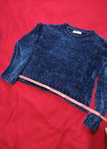 Kadın Mavi Triko Uzun Kollu Kazak - Görsel 2