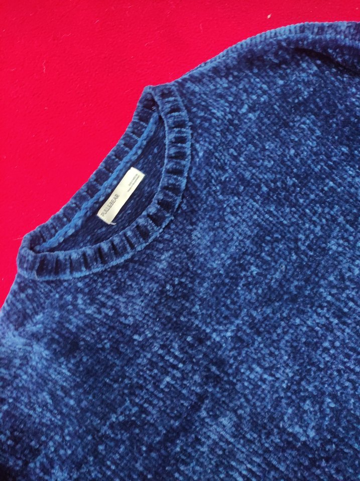 Kadın Mavi Triko Uzun Kollu Kazak - Görsel 5