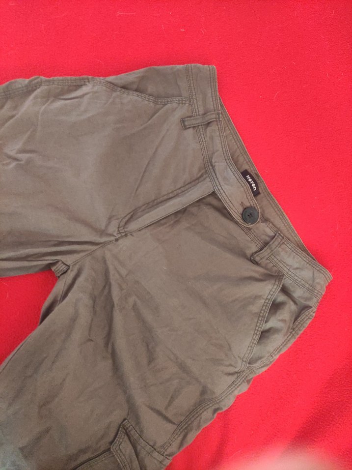 haki Rahat Kesim Kadın Keten Pantolon - Görsel 4