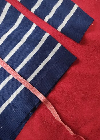 Uzun Kollu Lacivert Çizgili Düğmeli Kazak - Görsel 5