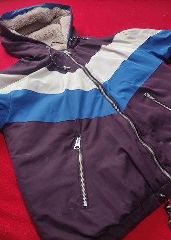 Kapüşonlu Renk Bloklu Kadın Kış Ceketi - Görsel 2