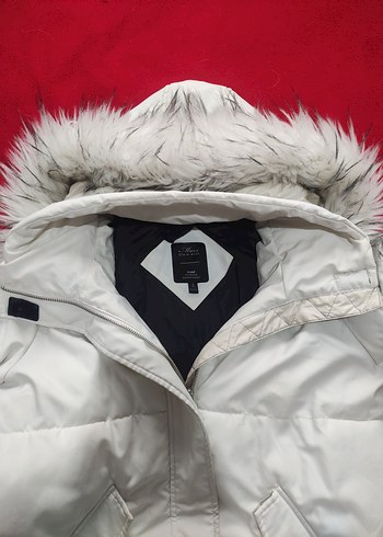 Kadın Beyaz Kürklü Midi Kaban - Görsel 3