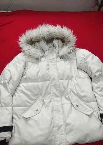 Kadın Beyaz Kürklü Midi Kaban - Görsel 2