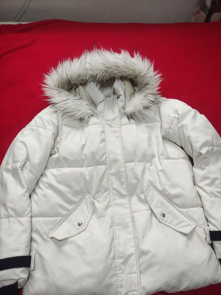 Kadın Beyaz Kürklü Midi Kaban - Görsel 2