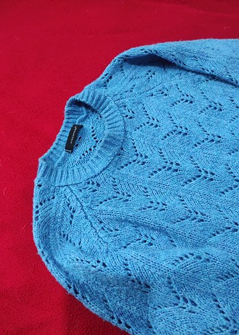 Mavi Örgü Kadın Kazak - Görsel 2