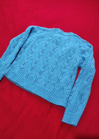 Mavi Örgü Kadın Kazak - Görsel 3