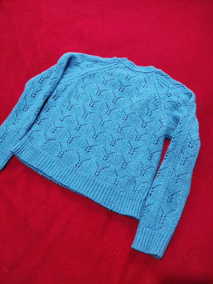 Mavi Örgü Kadın Kazak - Görsel 3