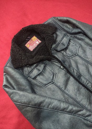 unisex Gri Deri Düğmeli Ceket - Görsel 2