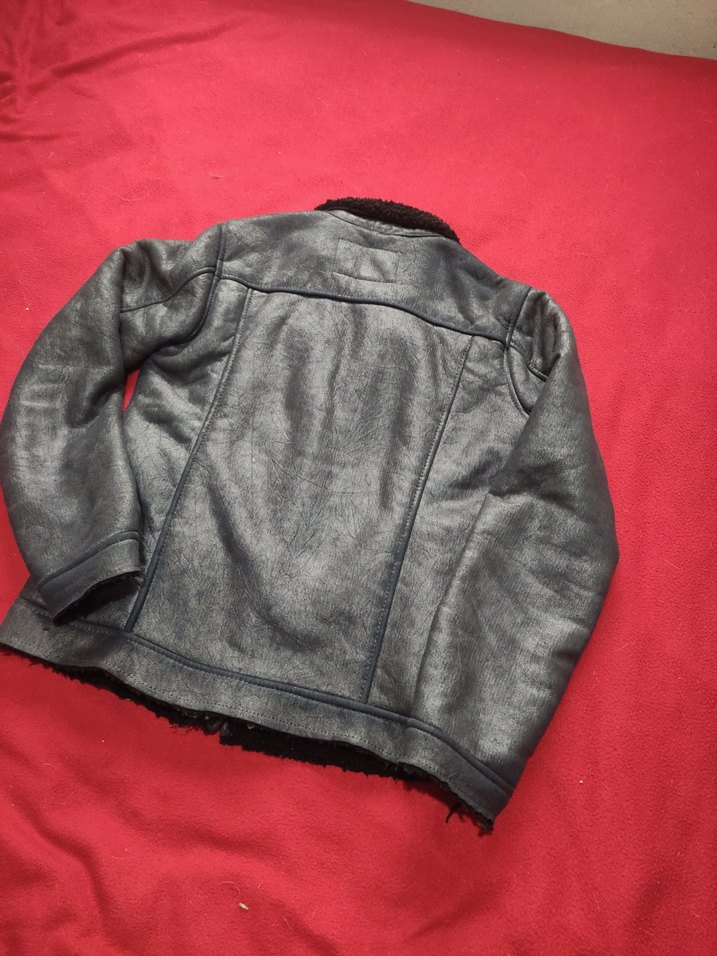 unisex Gri Deri Düğmeli Ceket - Görsel 4