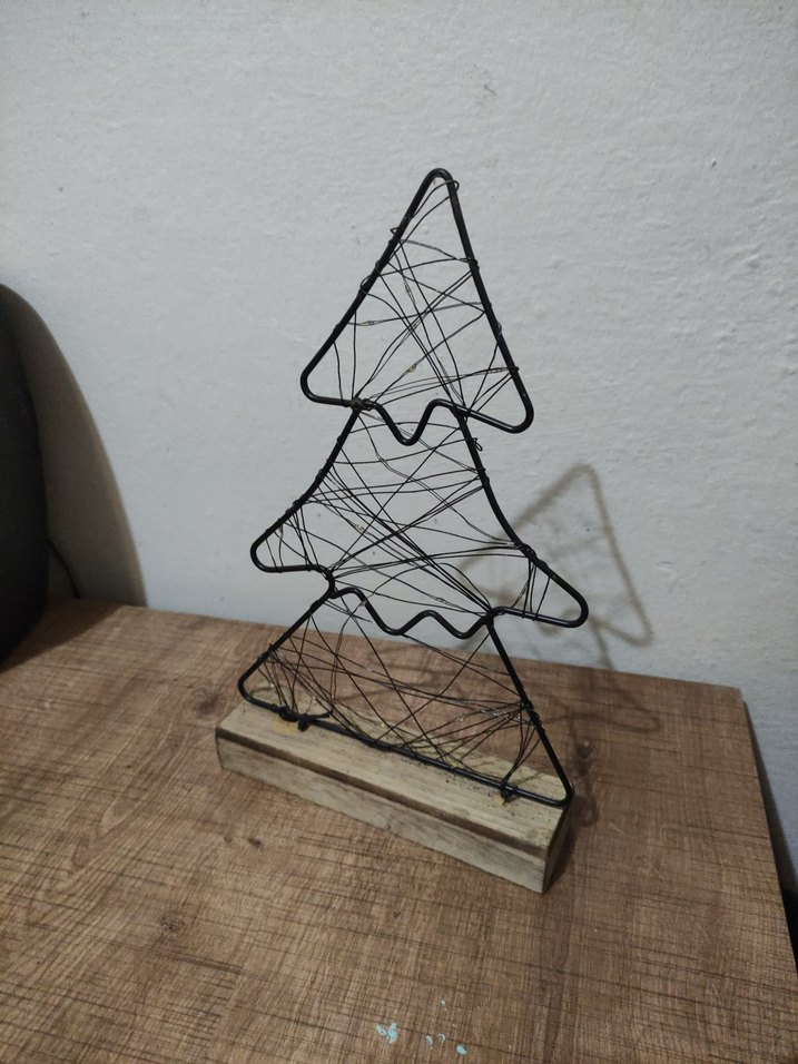 Ahşap Tabanlı Tel Ağaç Dekorasyon Işığı - Görsel 4