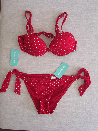 Kırmızı puantiyeli calzedonia bikini