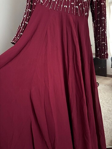 Taşlı bordo abiye - Görsel 7