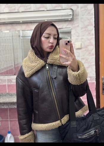Kahverengi Kürklü Deri Kadın Ceket - Görsel 4