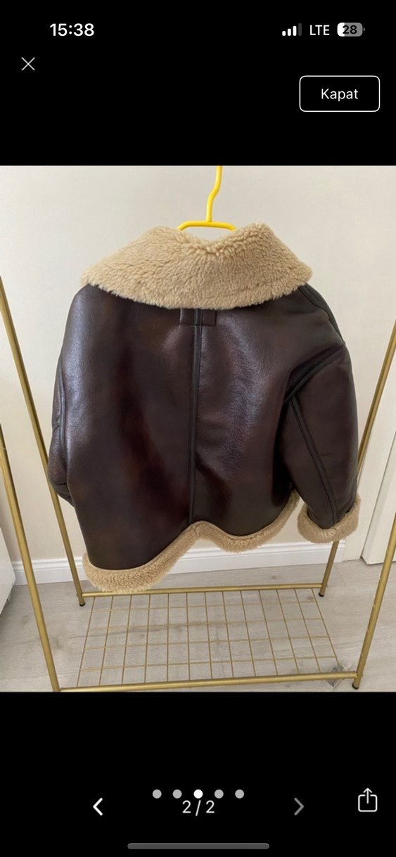 Kahverengi Kürklü Deri Kadın Ceket - Görsel 3