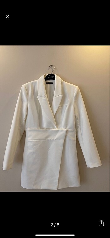 Zara Beyaz Blazer elbise ofis elbisesi