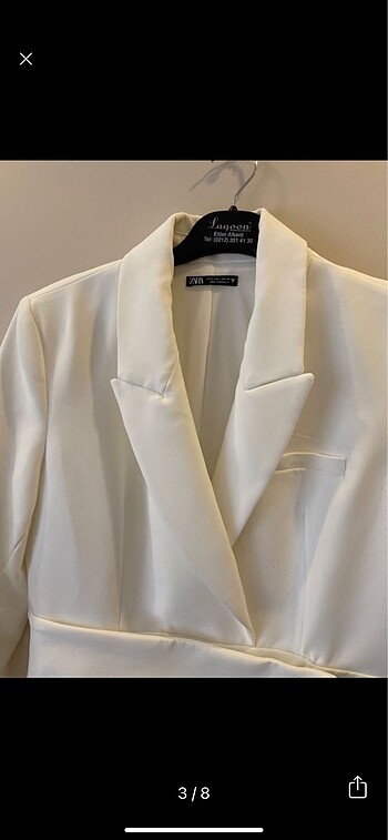 l Beden Beyaz Blazer elbise ofis elbisesi
