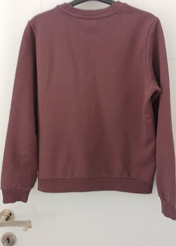 Bordo Kadın Sweatshirt, Bisiklet Yaka, Rahat Kesim - Görsel 2