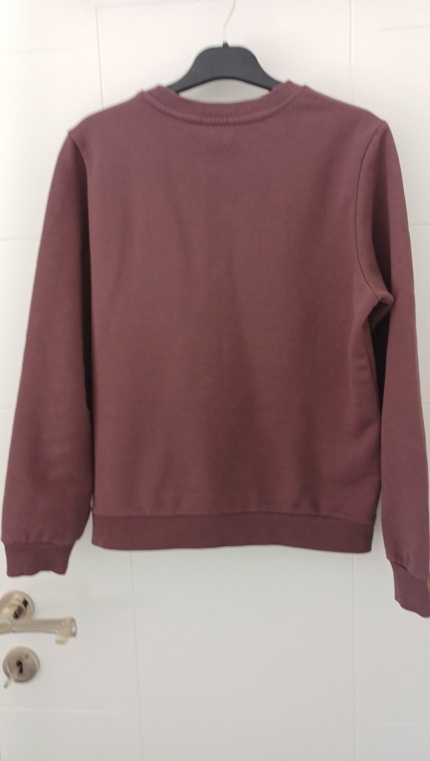 Bordo Kadın Sweatshirt, Bisiklet Yaka, Rahat Kesim - Görsel 2