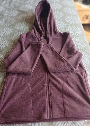Kadın Pembe Kapüşonlu Fermuarlı Polar - Görsel 4