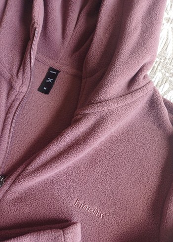 Kadın Pembe Kapüşonlu Fermuarlı Polar - Görsel 3