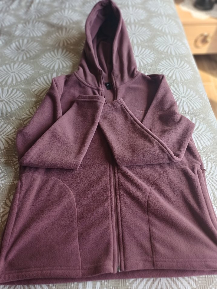 Kadın Pembe Kapüşonlu Fermuarlı Polar - Görsel 4