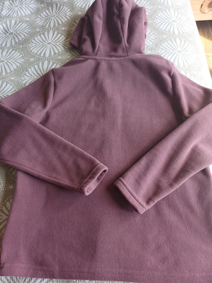 Kadın Pembe Kapüşonlu Fermuarlı Polar - Görsel 2