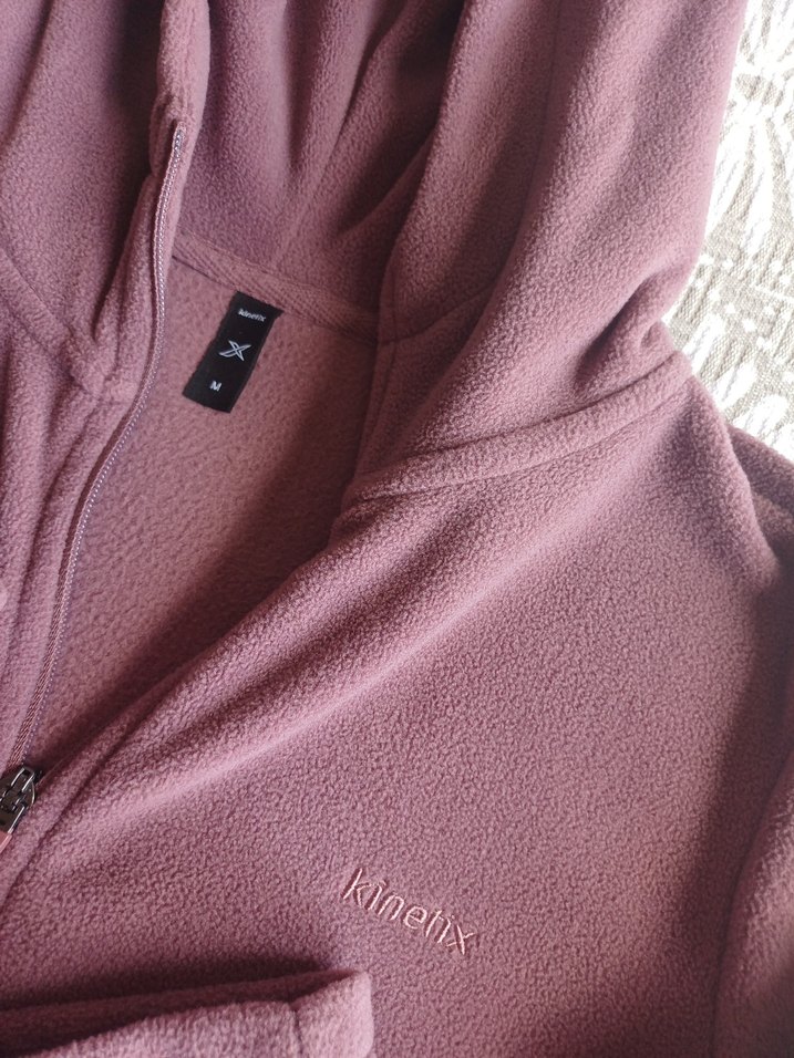 Kadın Pembe Kapüşonlu Fermuarlı Polar - Görsel 3