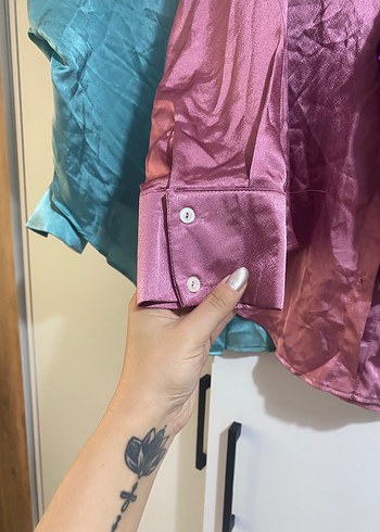 universal Beden çeşitli Renk Parlak SATEN Kadın Gömlek 3Lü