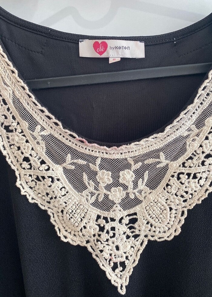 Siyah Dantel yaka Elbise - Görsel 3