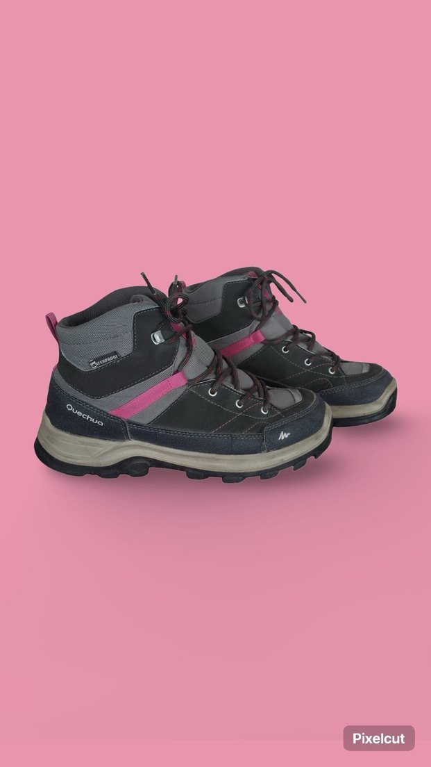 Quechua Kız Çocuk Gri-Pembe Velcro Detaylı Bot - Görsel 3