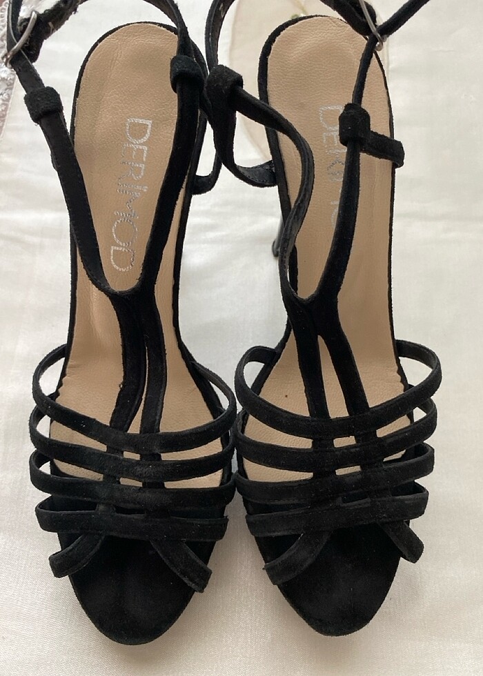 39 numara siyah süet topuklu ayakkabı - Görsel 4