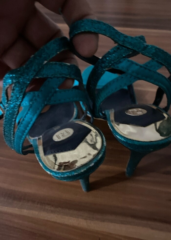 39 numara yeşil abiye simli ayakkabı - Görsel 2