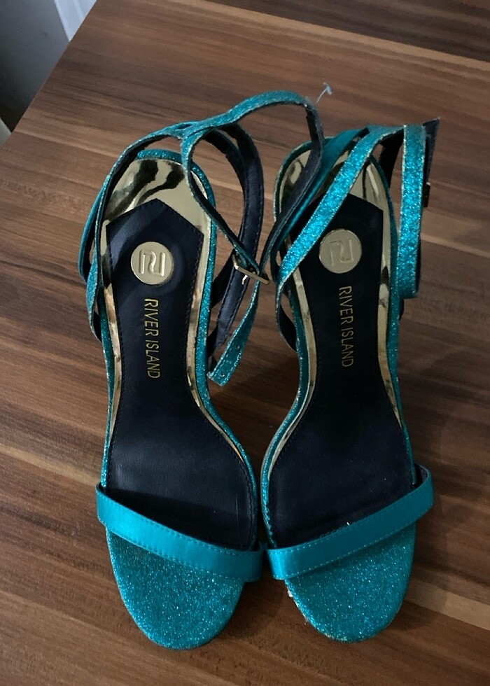 39 numara yeşil abiye simli ayakkabı - Görsel 3