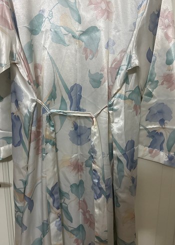 Uzun Bohem Bağcıklı saten Kadın Sabahlık - Görsel 6