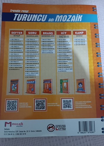 6. Sınıf Fen Bilimleri Defter Kitap Mozaik Yayinlari