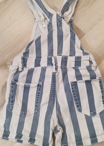 5 Yaş Beden Kız Çocuk Çizgili Denim Tulum