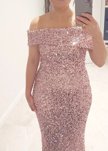 Pembe pul payet abiye