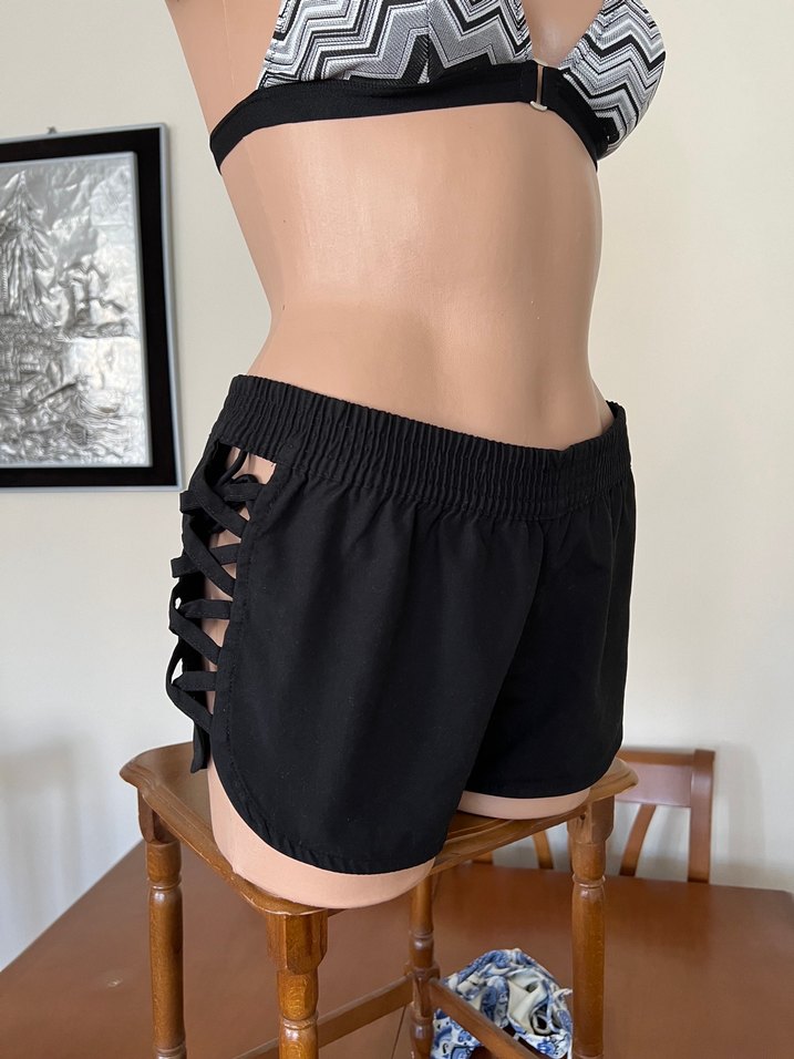 Penti siyah beli lastikli kadın deniz şortu - Görsel 2