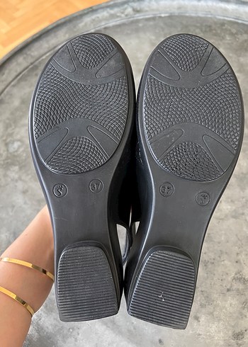 Siyah  Dolgu Topuklu Kadın Sandalet - Görsel 3