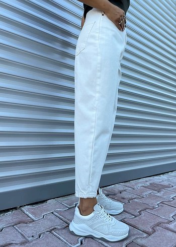 Zara ekru renk barrel jeans - Görsel 3