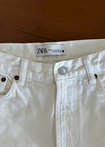 Zara ekru renk barrel jeans - Görsel 6