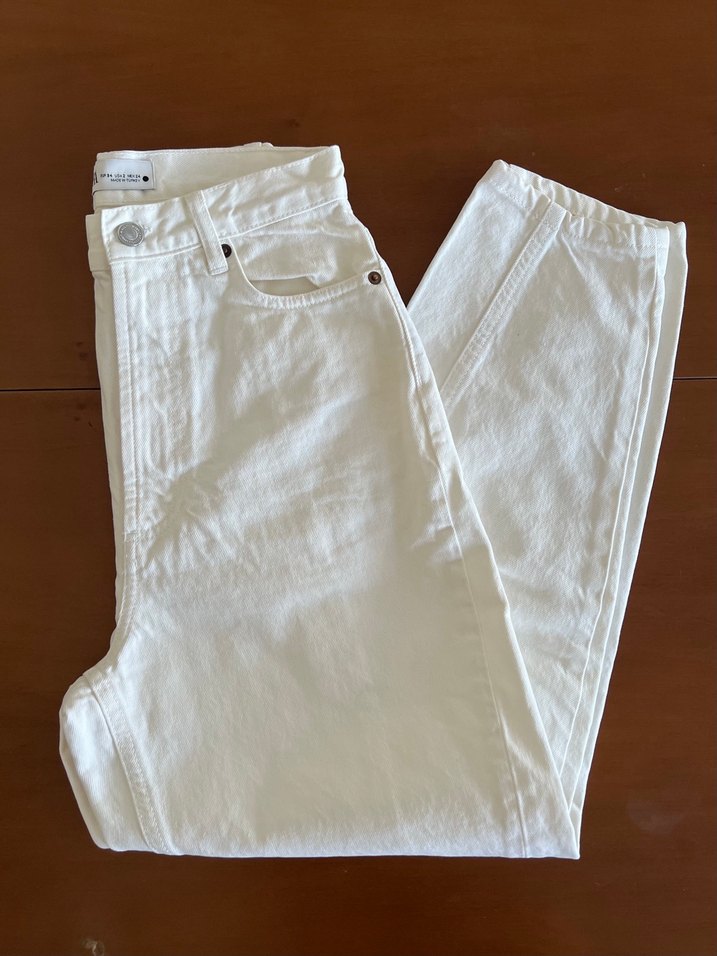 Zara ekru renk barrel jeans - Görsel 4