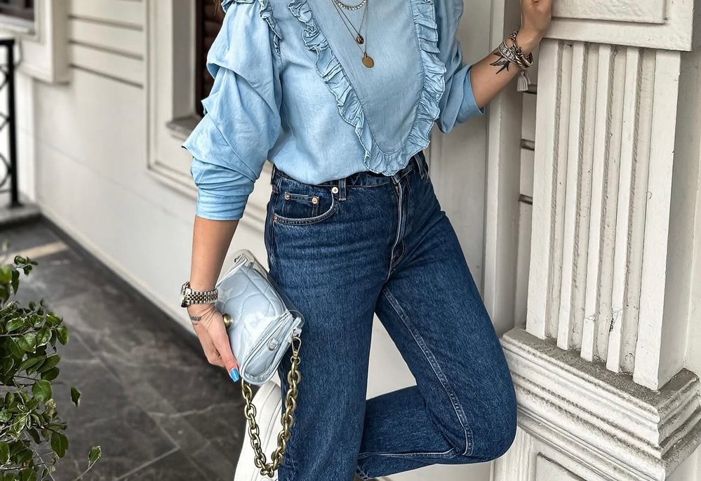 Mango koyu mavi mom jeans - Görsel 3