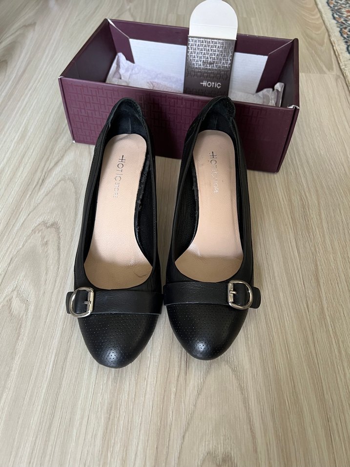 Hotiç Hakiki Deri Topuklu Siyah Ayakkabı - Görsel 3