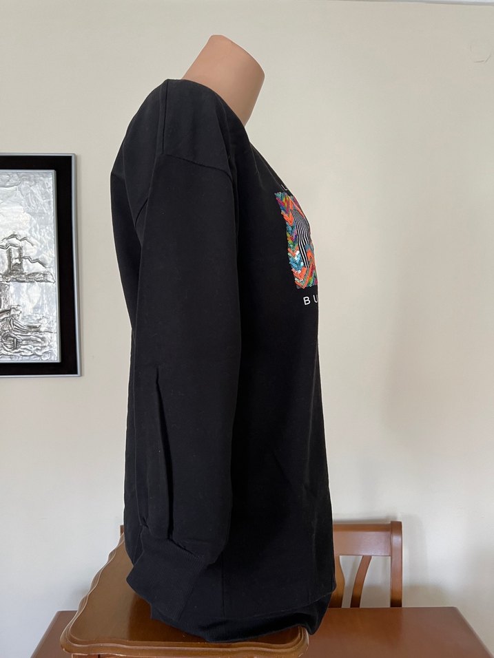 Uzun Kollu Renkli Baskılı Kadın Sweatshirt - Görsel 3