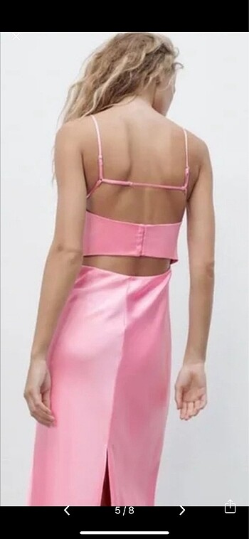 Zara viral zara pembe saten elbise