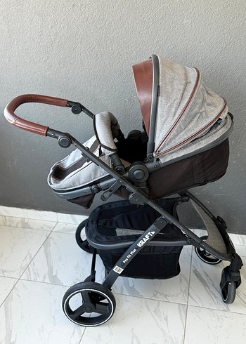 Gri ve kahverengi bebek arabası ve puset - Görsel 4