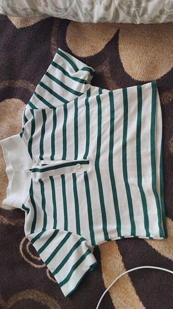 Yeşil -beyaz renkli çizgili crop