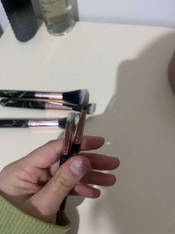 Siyah Mermer Desenli 5 Parça Makyaj Fırçası Seti - Görsel 5