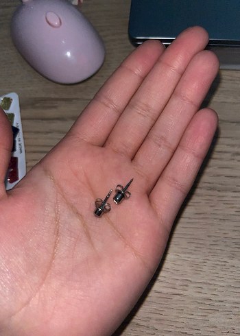 Minimalist Gri Beyaz Erkek Punk Piercing küpe - Görsel 2